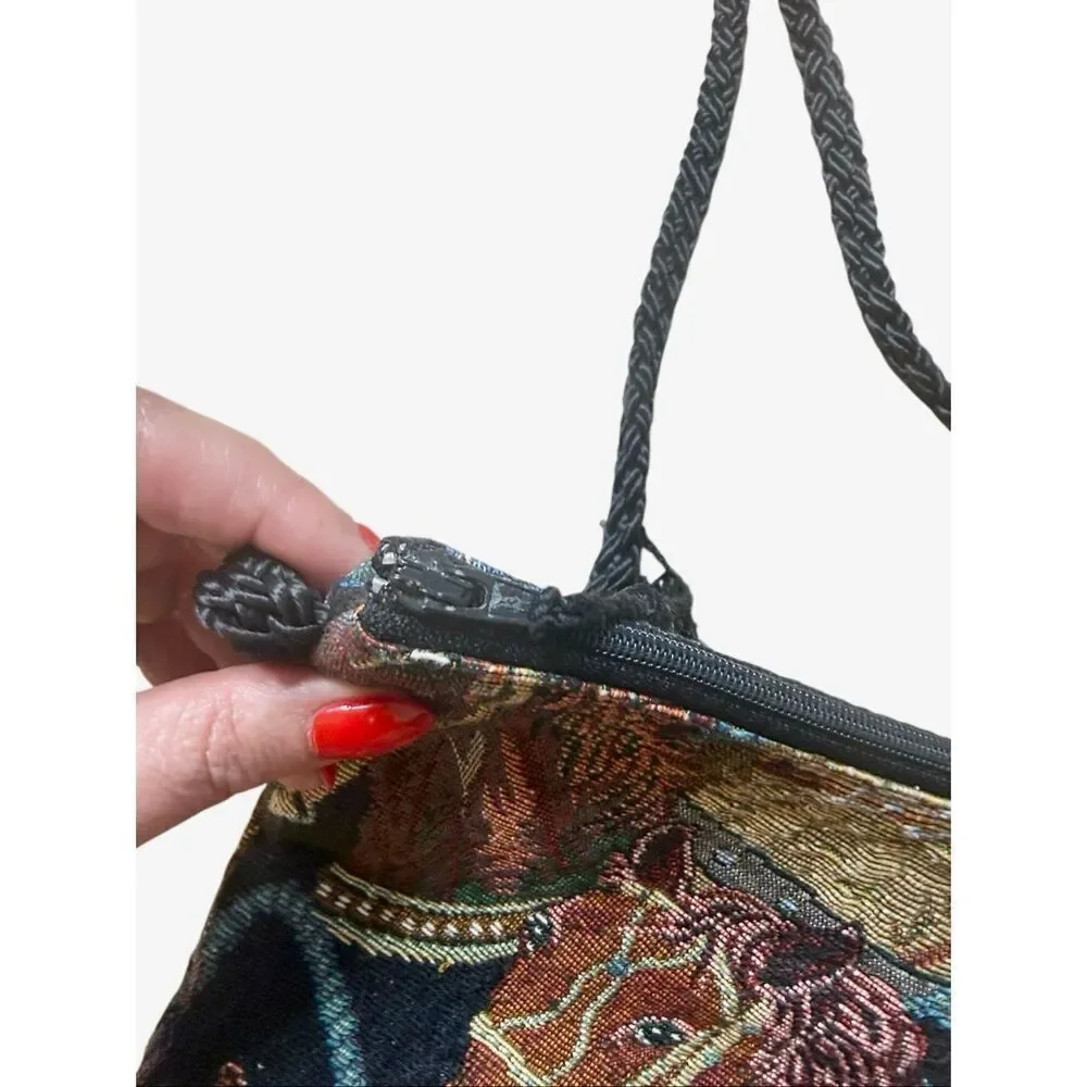 Vintage Dancing Cat Horse Tapestry Cross Body Bag